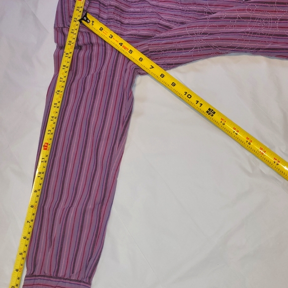 Columbia Purple Striped Button-Down Shirt w/ Floral Embroidery & Tie Sleeves Sm. - Picture 11 of 16